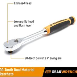 GEARWRENCH 3/8 in. Drive 90-Tooth Dual Material Teardrop Ratchet