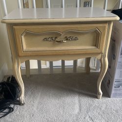 White Wood End Table