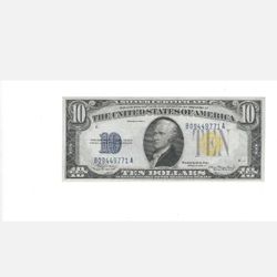 North Africa 1934 10 Dollar Silver Certificate Gem  uncirculated 