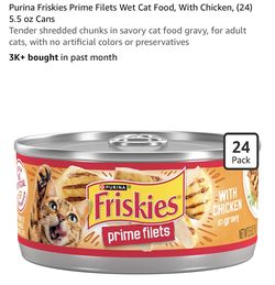 New Purina Friskies prime filets with chicken and gravy cat food 5.5oz (24 pack)