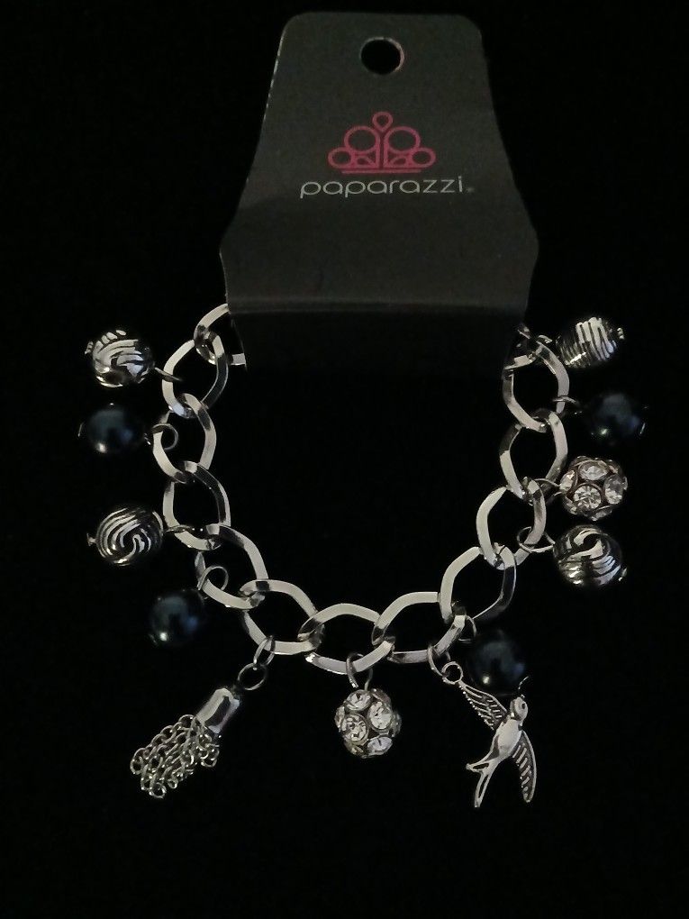 Dark Blue and Silver Dove Charm Bracelet