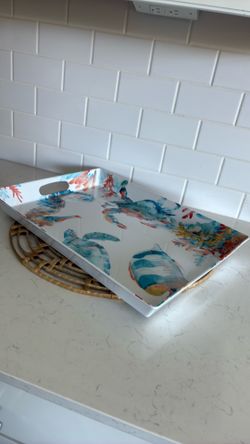 Large plastic coastal serving tray