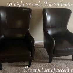 Beautiful Set Of Brown Accent Chairs Woth Bronze Nail Heads $300 For Set Firm PUO