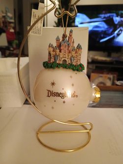 Sleeping Beauty Castle Atop Glass Ball Ornament 