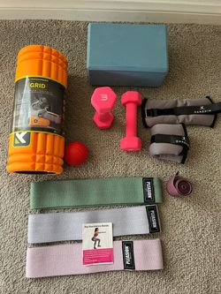 Home Fitness Bundle — TriggerPoint Foam Roller, Dumbbells, Ankle Weights, Bands & Block