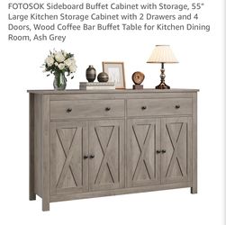 Sideboard Buffet Table Grey Style 55”