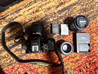 Nikon D5500 DSLR + 3 Lenses + 2 Batteries — $199