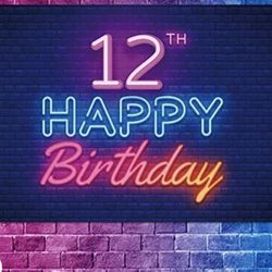 12th Birthday Banner, Neon Theme 