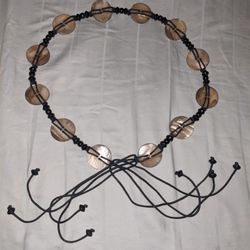 Custom Made Abalone Shell & Leather Belt