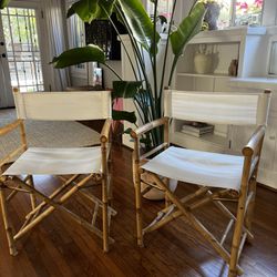 Bamboo director chair 2x Linen ivory Canvas 
