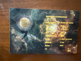 1/1000 oz .9999 fine gold coin - fall of Lucifer