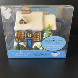 New Thomas Kinkade Stonehearth Hutch Teapot And Blueberry Christmas Tea Gift Set 2006