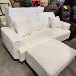 Modern loveseat 2 seater, white  