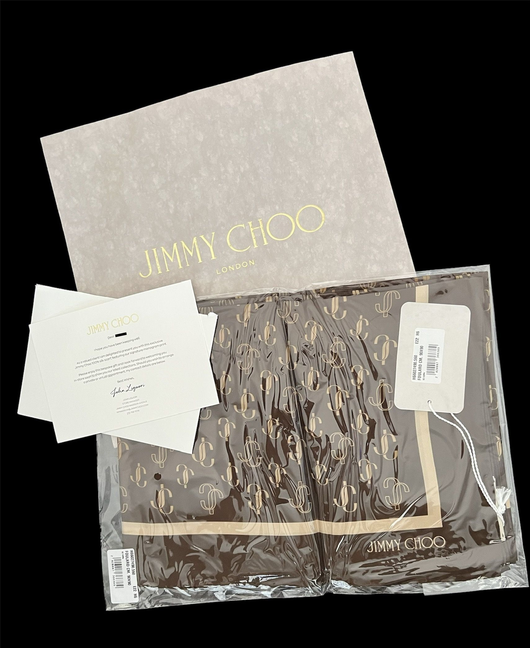 Jimmy Choo (NEW 90x90 Scarf) NEVER OPENED