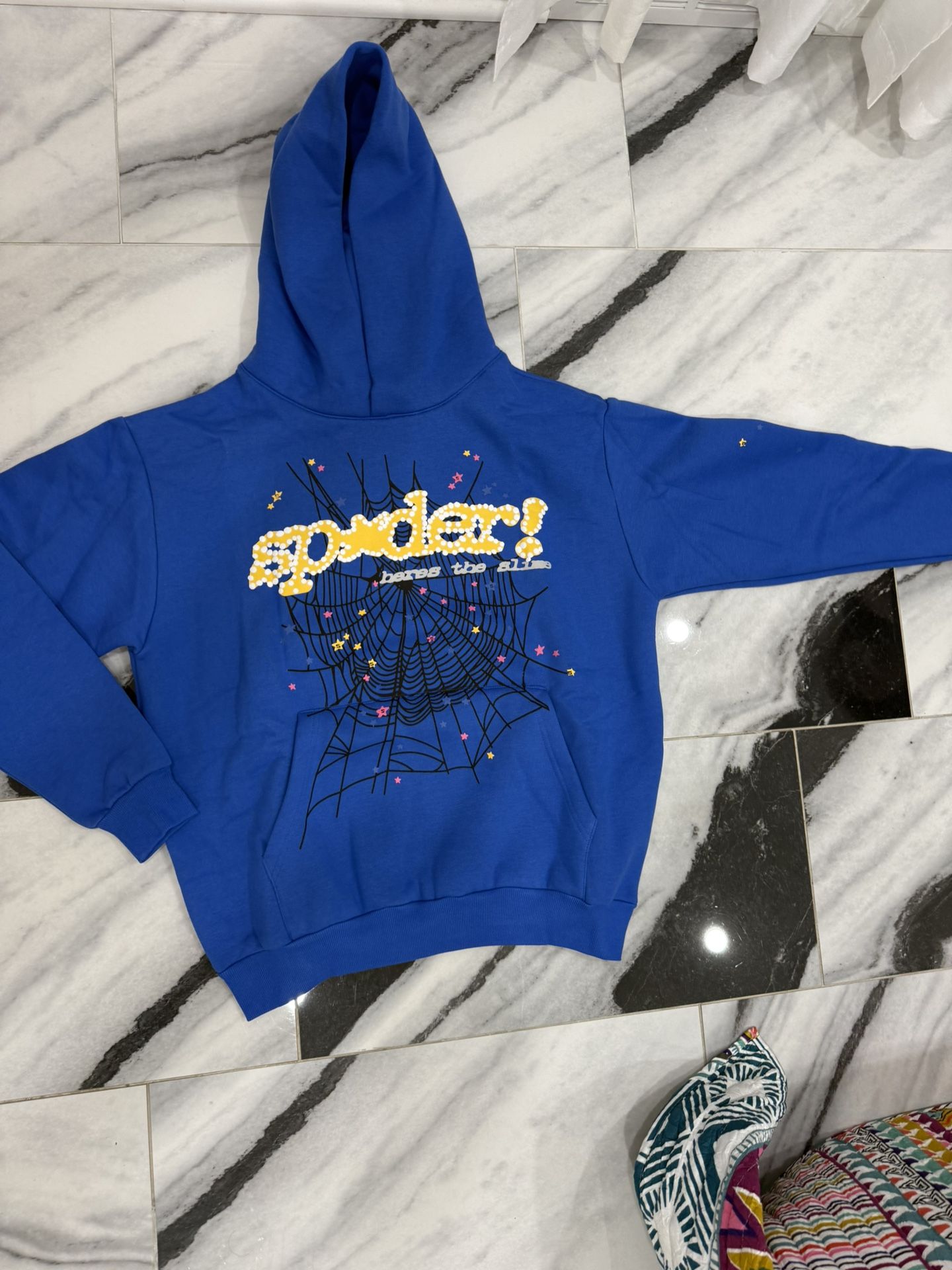sp5der TC Hoodie Blue , Size Medium , Comes With Authentic Bag And Patch , Puff Print Sp5der Logo
