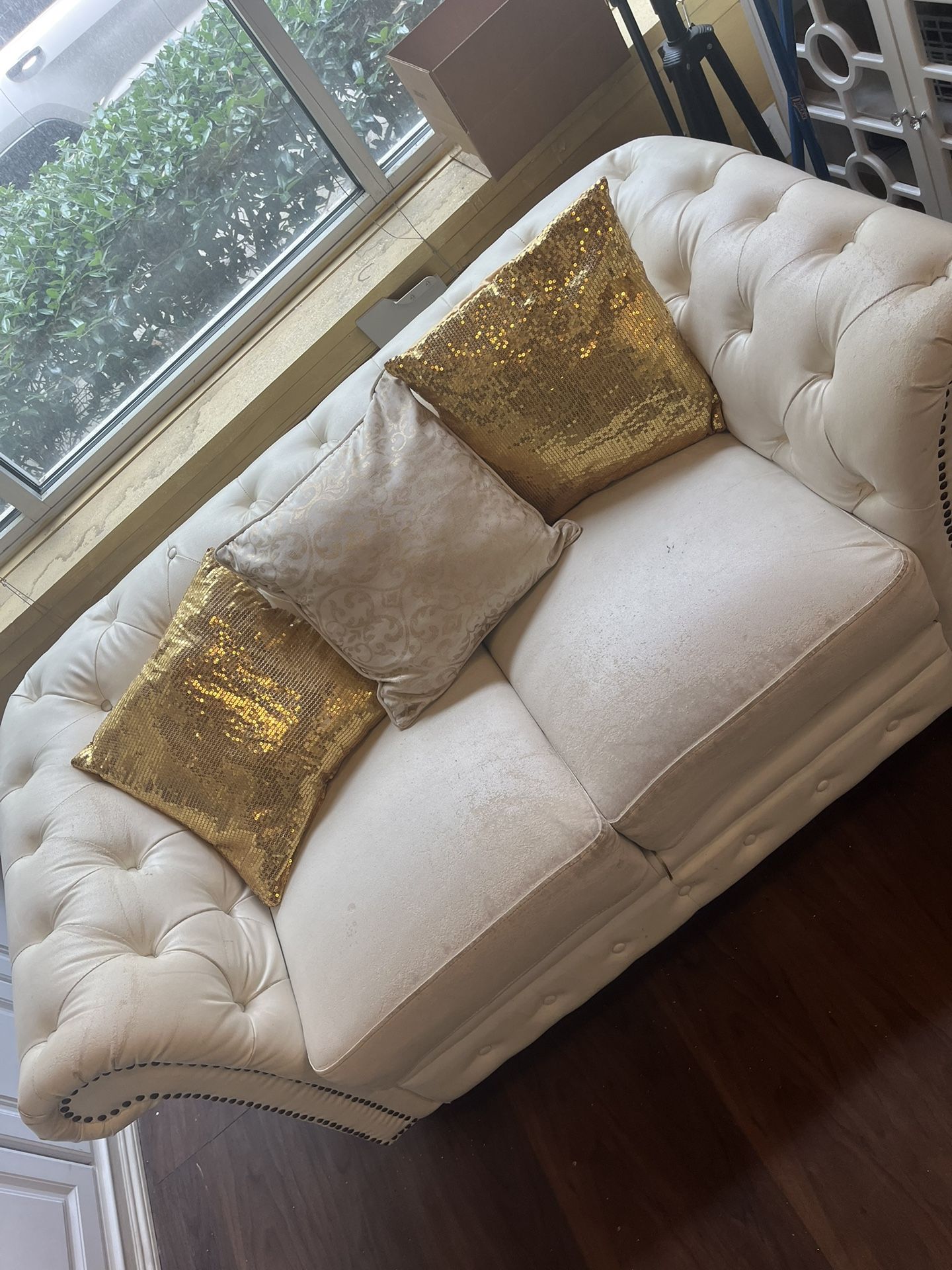 White Leather Loveseat