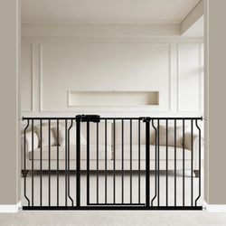 Baby Gate 57.48-62.20" Extra Wide Pressure Mounted Walk Through Swing Auto Close