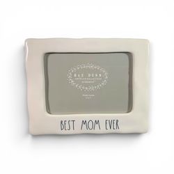 Rae Dunn Best Mom Ever White Ceramic Photo Picture Frame