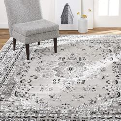 Area Rug, Ivory & Black, 7'8"x10'7" Rectangle