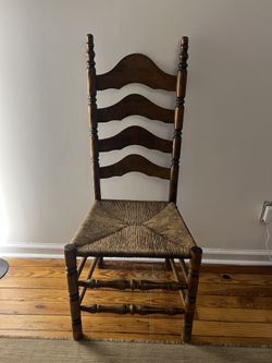 Vintage antique Ladderback Chair with Woven Seat
