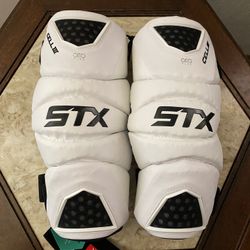 STX Cell 3 III Lacrosse Arm Guards Elbow Pads White Geo Flex Sport Size XL