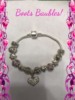 Rhinestone heart European style bracelet