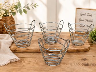 4 metal bread baskets