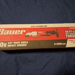 Bauer 20V 3/8" Right Angle Impact Wrench W/ Battery And Charger.