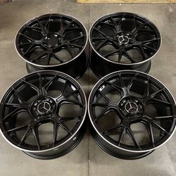 18” Staggered Matte Black Wheels For Mercedes Brand New 4X Set S Class E Class C Class C300 