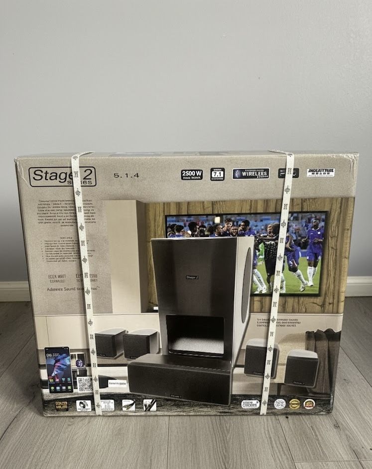 Brand New Stage2 Series 5.1.4 Home Theater System – 2500W, Smart Wireless Ready