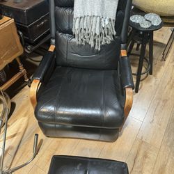 Leather Rocking Chair Recliner With Free Ottoman 