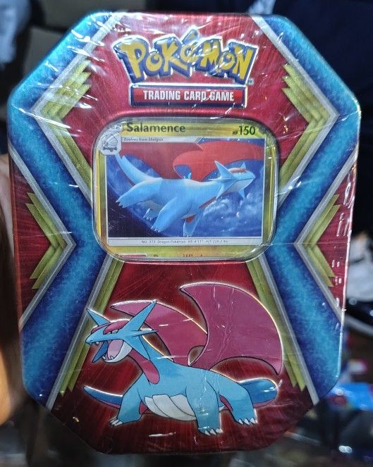 Salamence Tin 3 Booster Packs Factory Sealed 2019