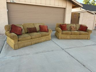 Gold Chenille Sofa and Loveseat Set
