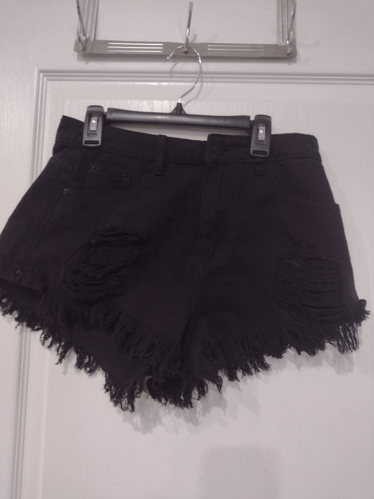 Black Fringe Shorts 