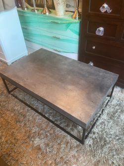 Industrial Coffee Table with Metal Base