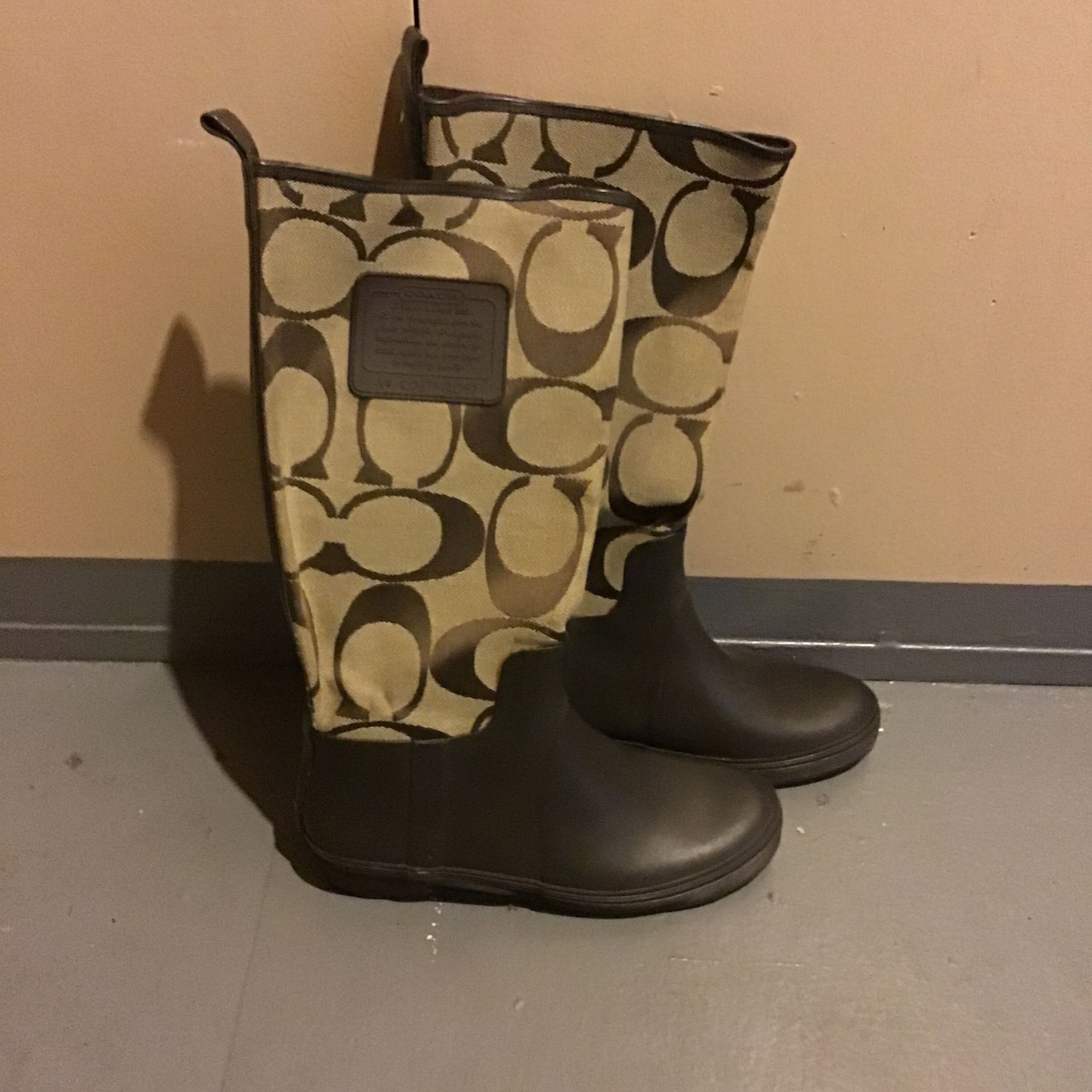 Coach Brand Slip On Rain Boots Size 6M