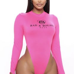 Boujee High Cut Bodysuit  (Fuchsia) Medium 