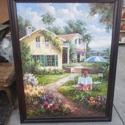 Beautiful Large Vintage Oil Painting On Canvas