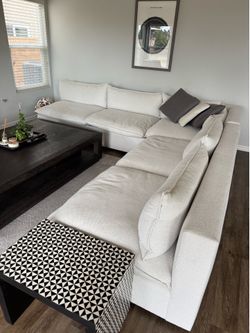 Crate & Barrel White Lotus Modular 3 piece L shaped armless sectional sofa couch