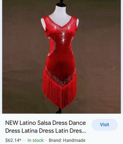 Red Latin Salsa Dance Dress with Fringe