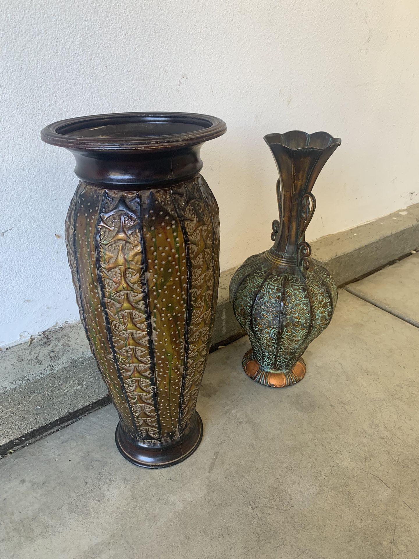 antique metal vases