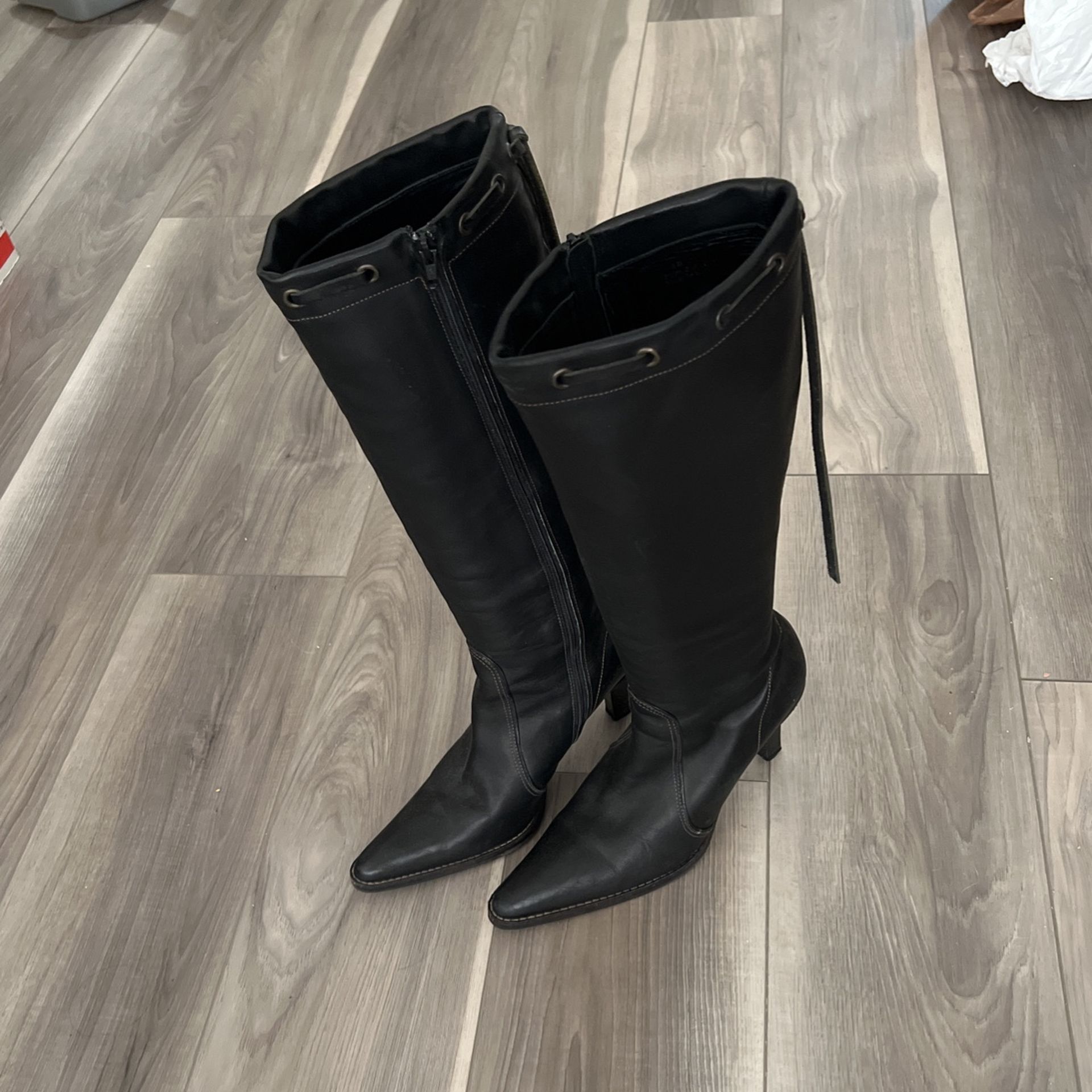 NEW Coach - Made In Italy- Sz. 8- Leather Knee Boots- Retail $398