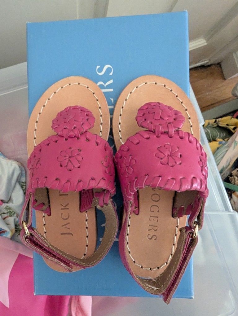 Jack Rogers Toddler Jacks Flat Sandal Size 5 Fuchsia NIB