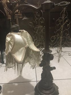 Victorian Style Table Lamp with Fringe Shade