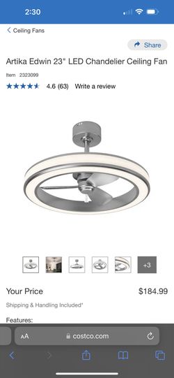Artika Edwin 23" LED Chandelier Ceiling Fan