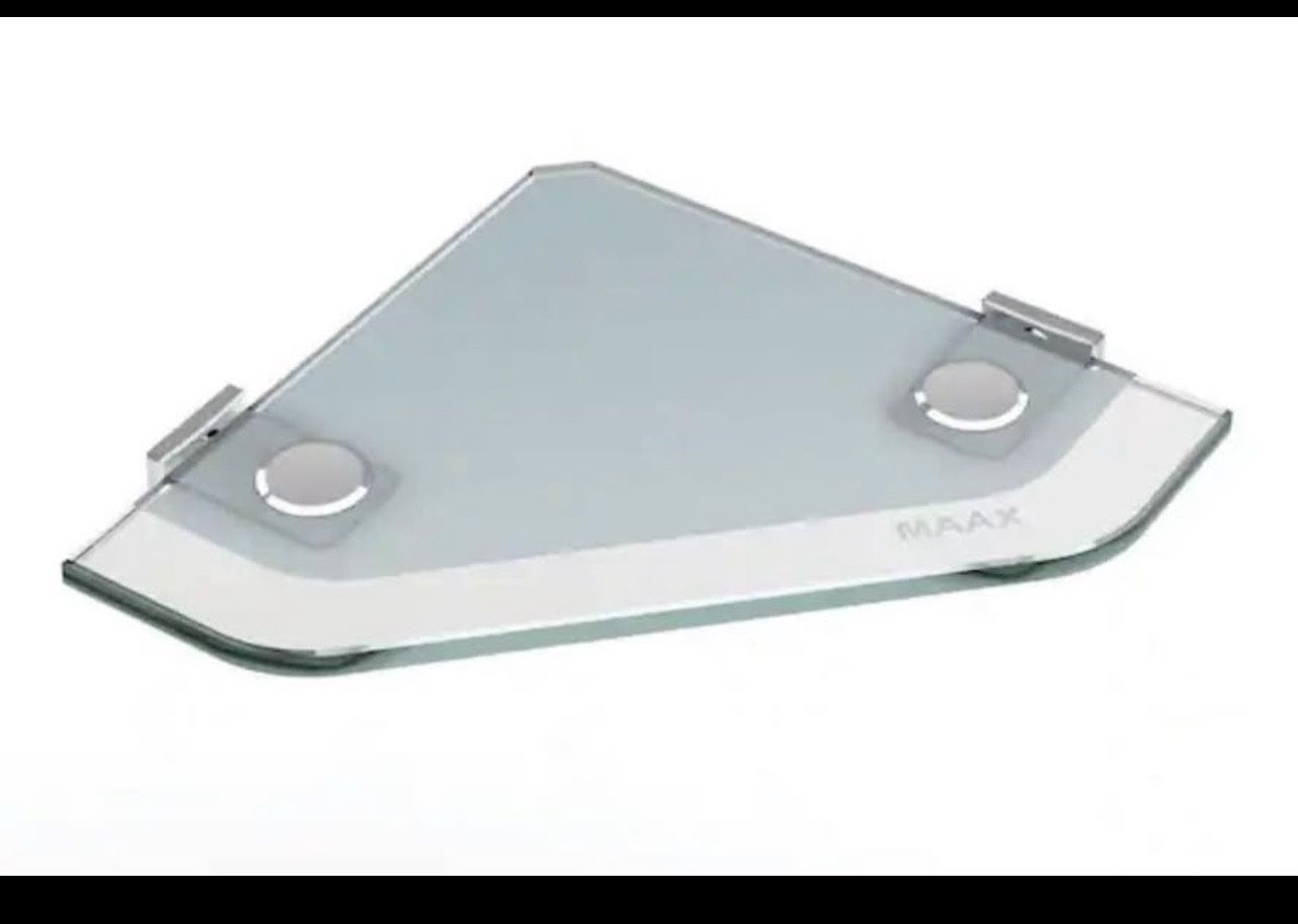 Estante cromado de vidrio esmerilado para montaje en pared de 9-3/8 pulg. x 3/8 pulg. x 9-3/8 pulg.