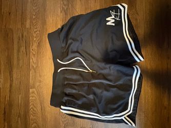 Black Mesh Athletic Shorts with White Stripe Trim