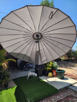 Large gray patio umbrella