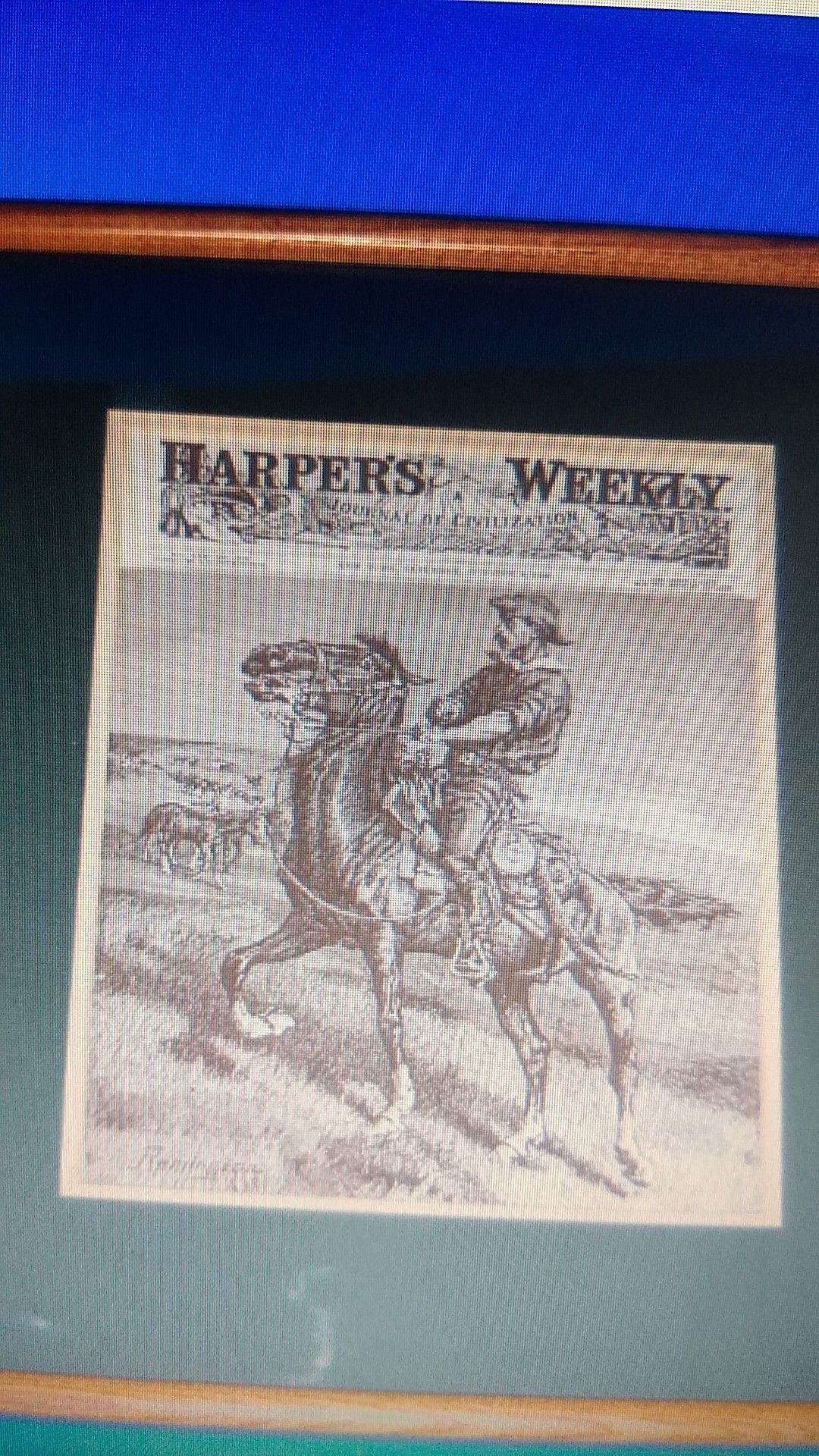 Remington Harper's Weekly print poster hard plastic Horse Cowboy