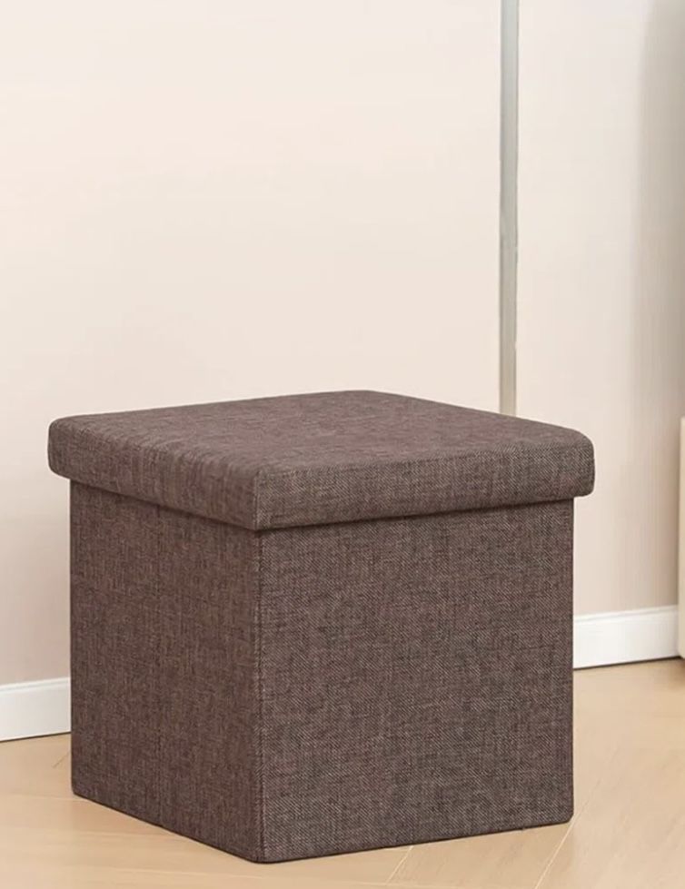 Brown Linen Ottoman